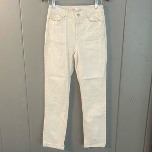 Zara Jeans Beige High Waist Neutral Minimalist Urban Casual Coastal Cowgirl Boho